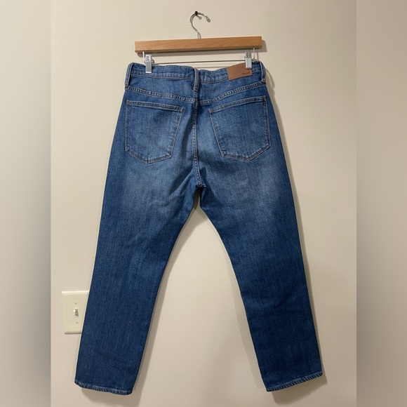 Madewell Medium Wash Straight Crop Frayed Denim Jeans Size 30 - Picture 6 of 10